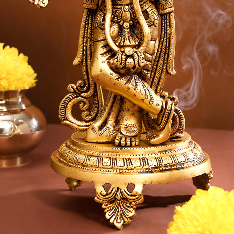 Brass Standing Krishna Idol With Tree (18.5 Inch)