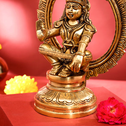 Brass Lord Frame Ayyappa/Ayyappan Idol (9.5 Inch)