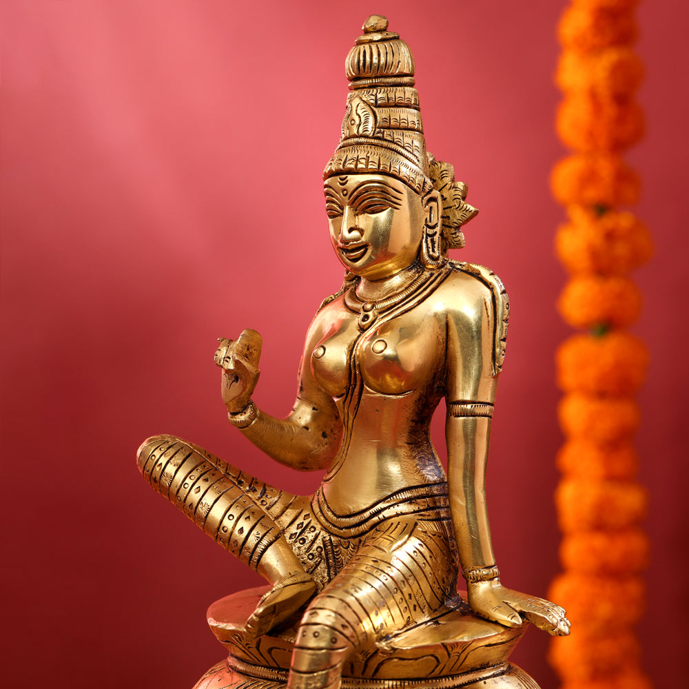 Brass Goddess Parvati Idol (9.5 Inch)