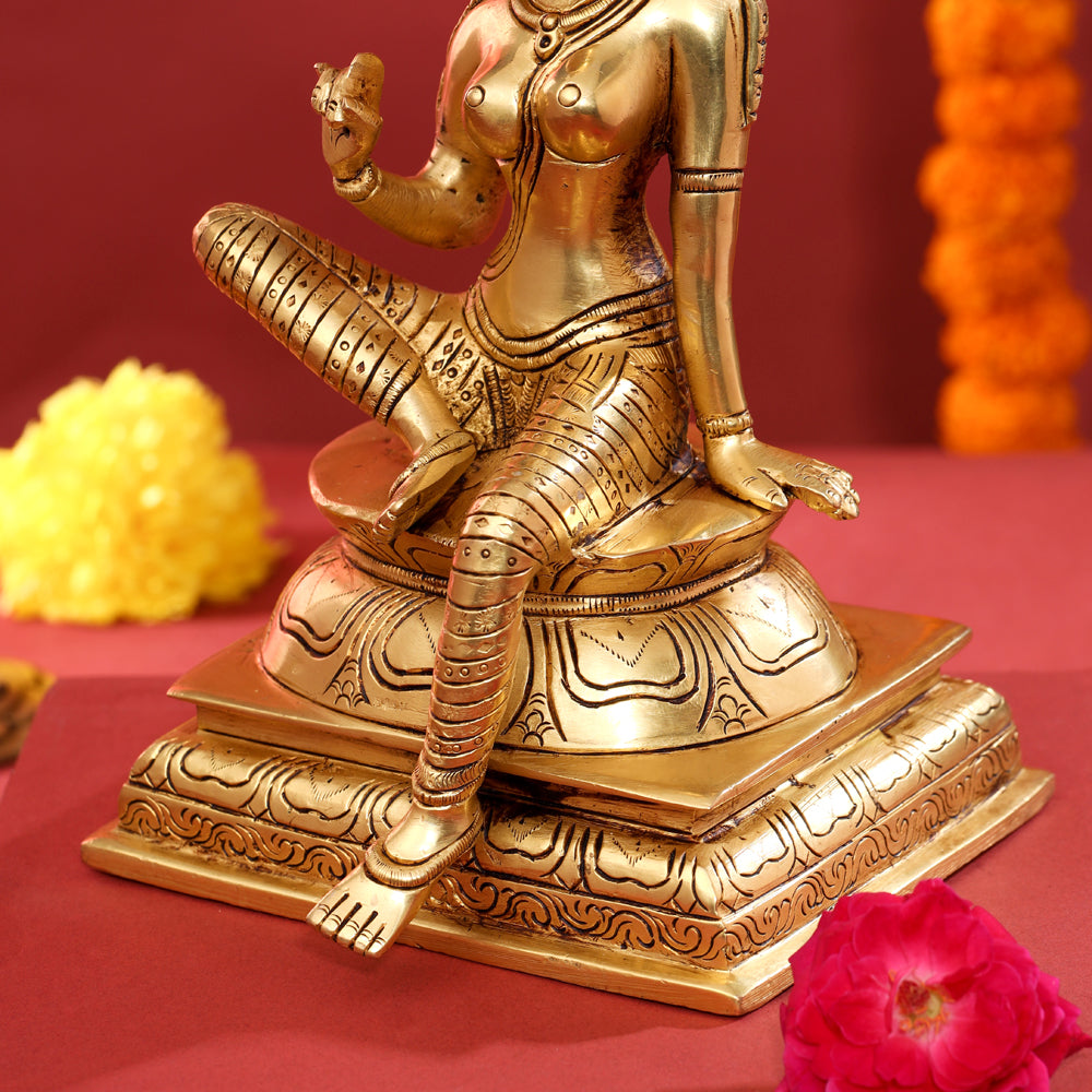 Brass Goddess Parvati Idol (9.5 Inch)