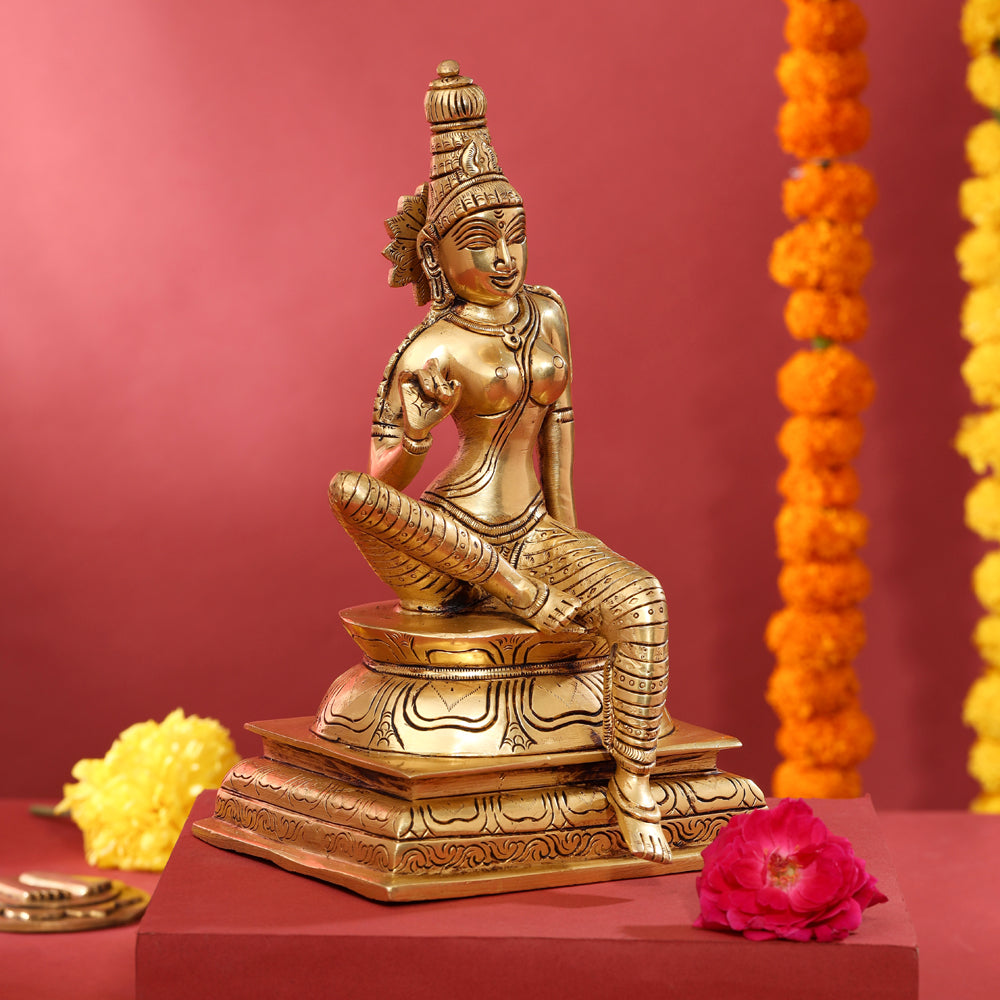 Brass Goddess Parvati Idol (9.5 Inch)