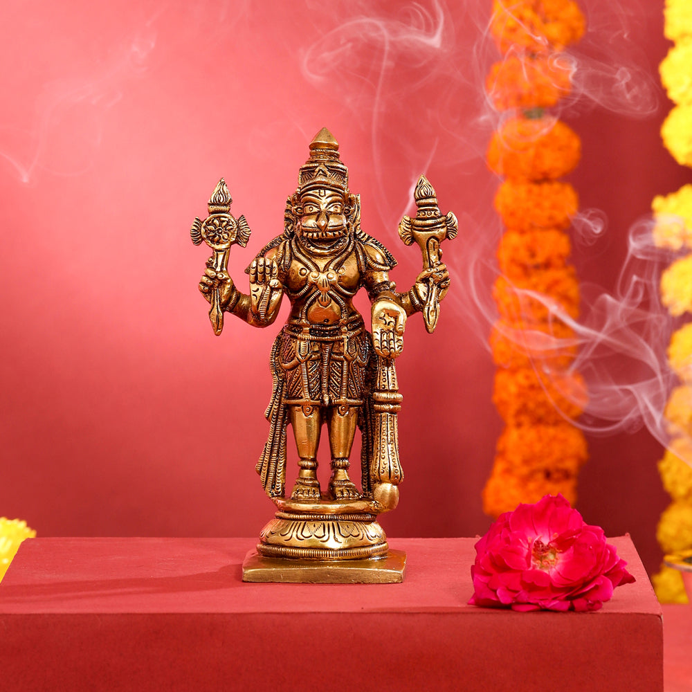 Brass Superfine Standing Narasimha Idol (6 Inch)