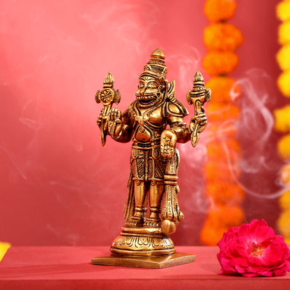 Brass Superfine Standing Narasimha Idol (6 Inch)