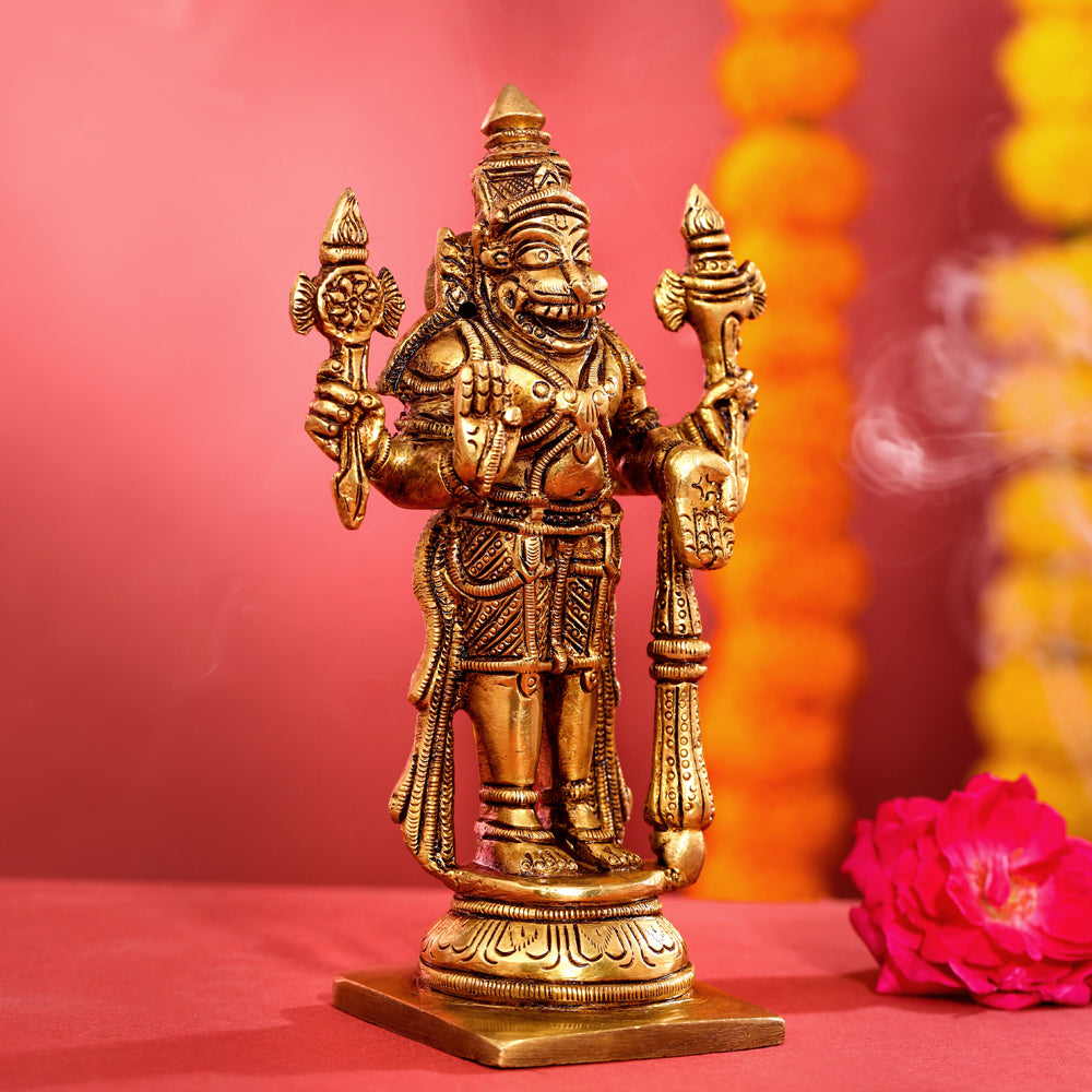 Brass Superfine Standing Narasimha Idol (6 Inch)