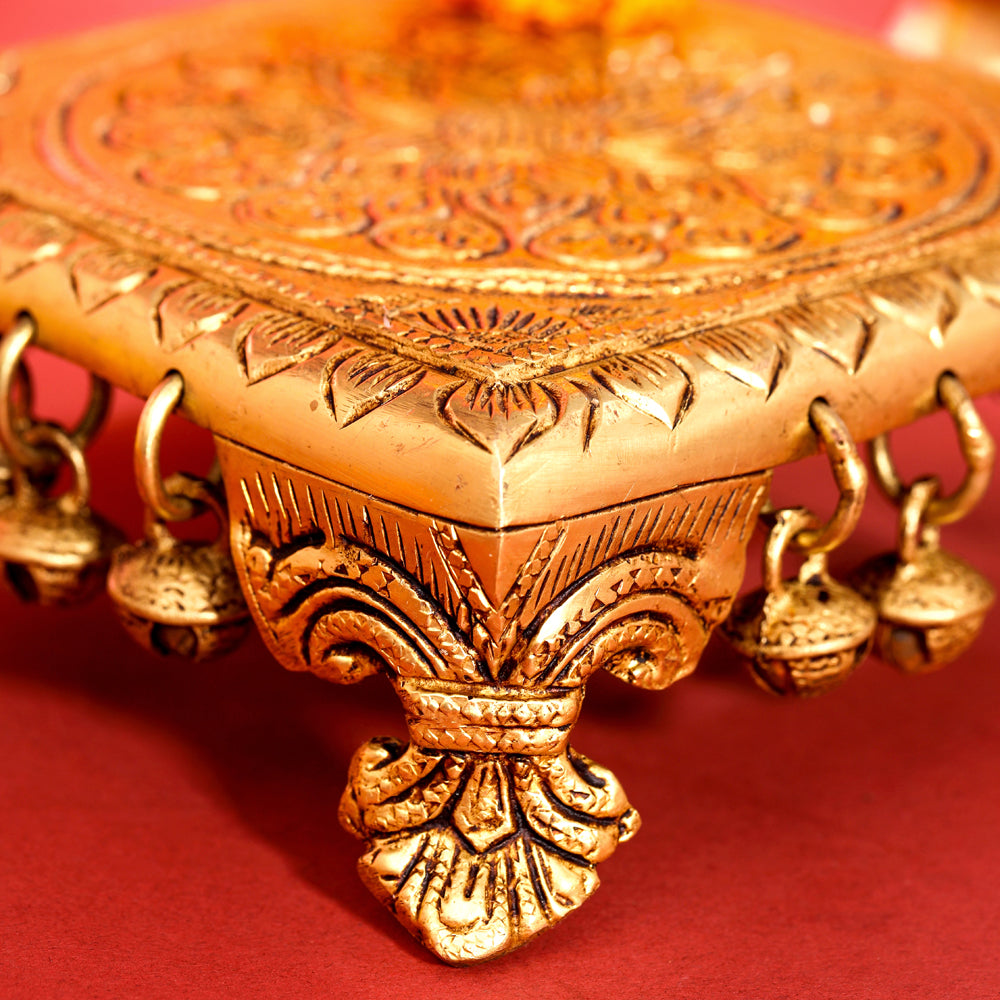 Brass Chowki With Bells (2.2 Inch)