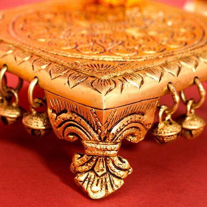 Brass Chowki With Bells (2.2 Inch)