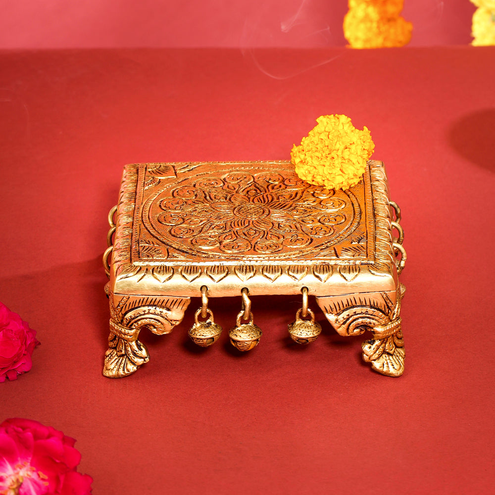 Brass Chowki With Bells (2.2 Inch)