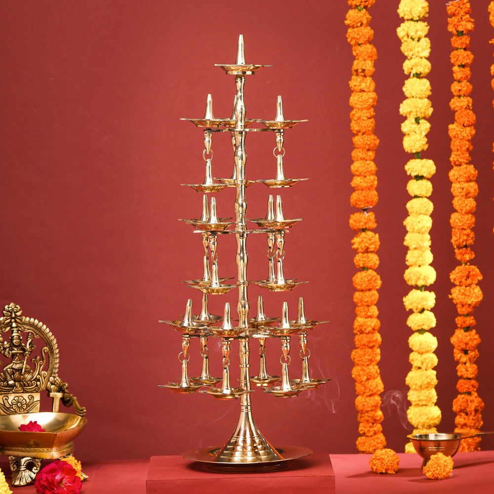 Brass Decorative Multi Wick Lamp (20 Inch)