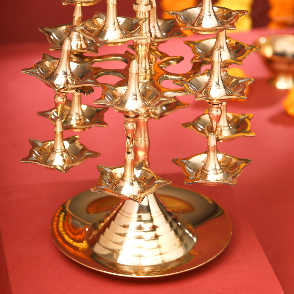 Brass Decorative Multi Wick Lamp (20 Inch)