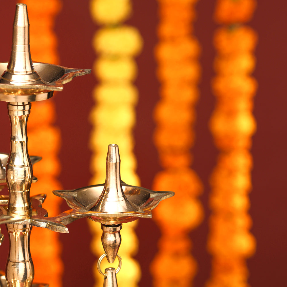 Brass Decorative Multi Wick Lamp (20 Inch)