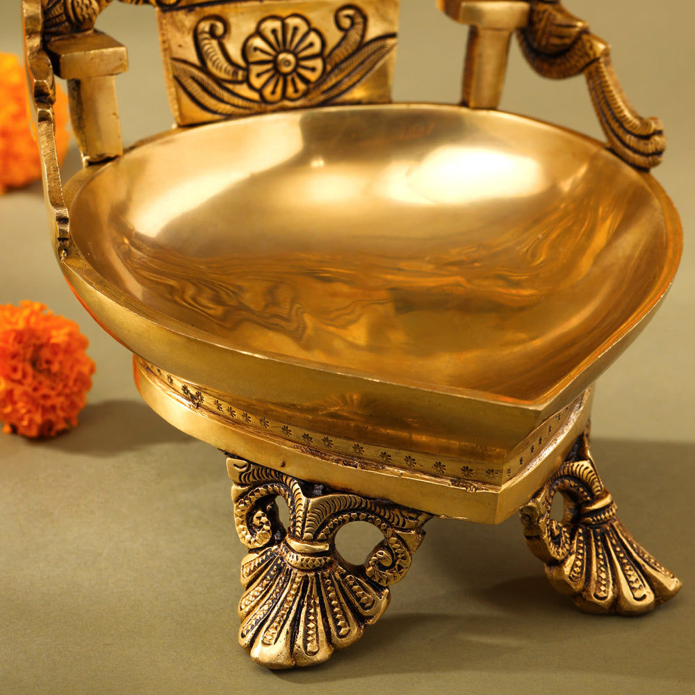 Brass Superfine Gaja Lakshmi Diya (6.5 Inch)