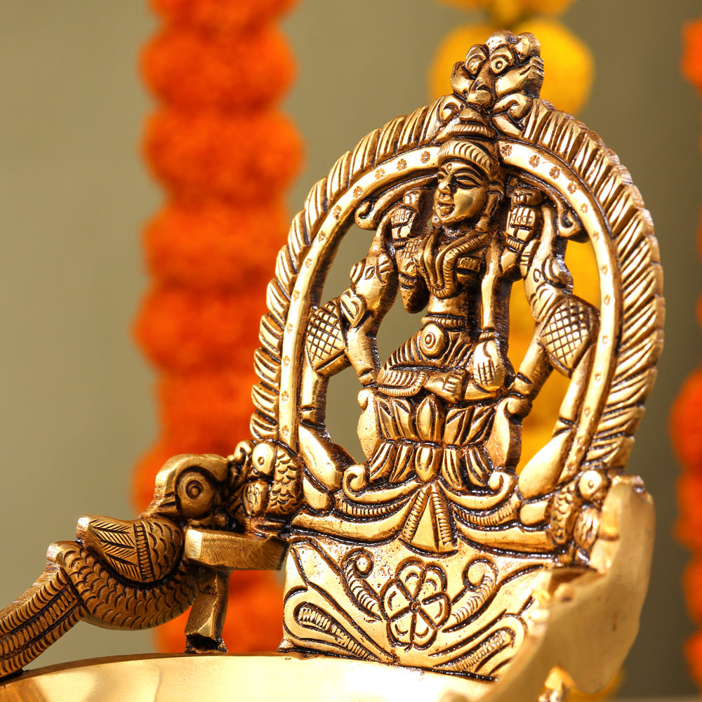 Brass Superfine Gaja Lakshmi Diya (6.5 Inch)