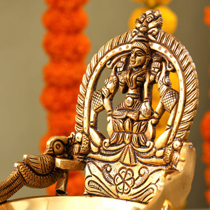 Brass Superfine Gaja Lakshmi Diya (6.5 Inch)