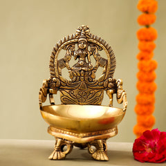 Brass Superfine Gaja Lakshmi Diya (6.5 Inch)