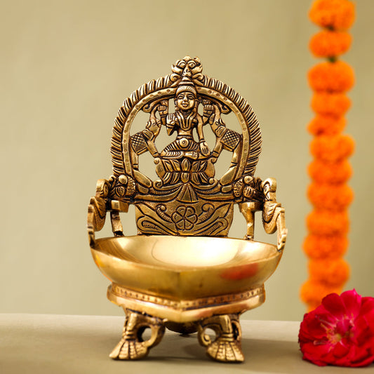 Brass Superfine Gaja Lakshmi Diya (6.5 Inch)