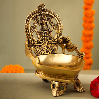 Brass Superfine Gaja Lakshmi Diya (6.5 Inch)