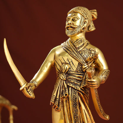 Brass Chatrapati Shivaji Maharaj Idol (12.5 Inch)