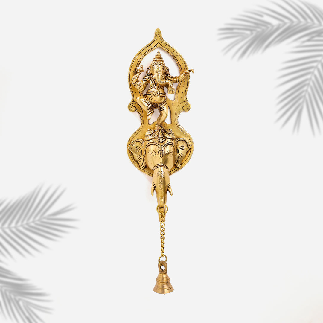 Brass Superfine Dancing Hanging Ganesha With Bell (15 Inch)
