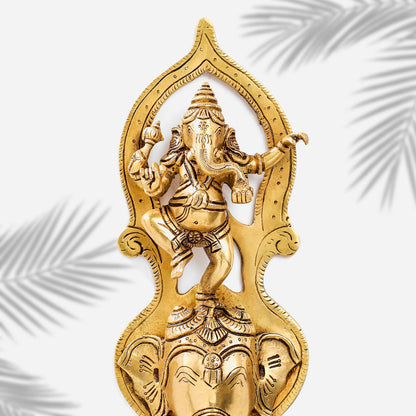 Brass Superfine Dancing Hanging Ganesha With Bell (15 Inch)