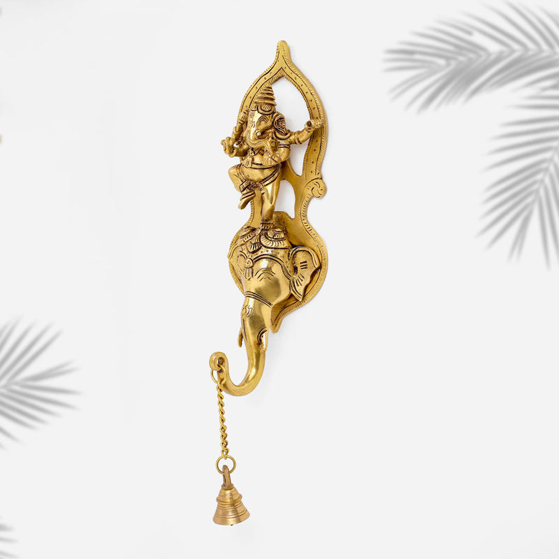 Brass Superfine Dancing Hanging Ganesha With Bell (15 Inch)
