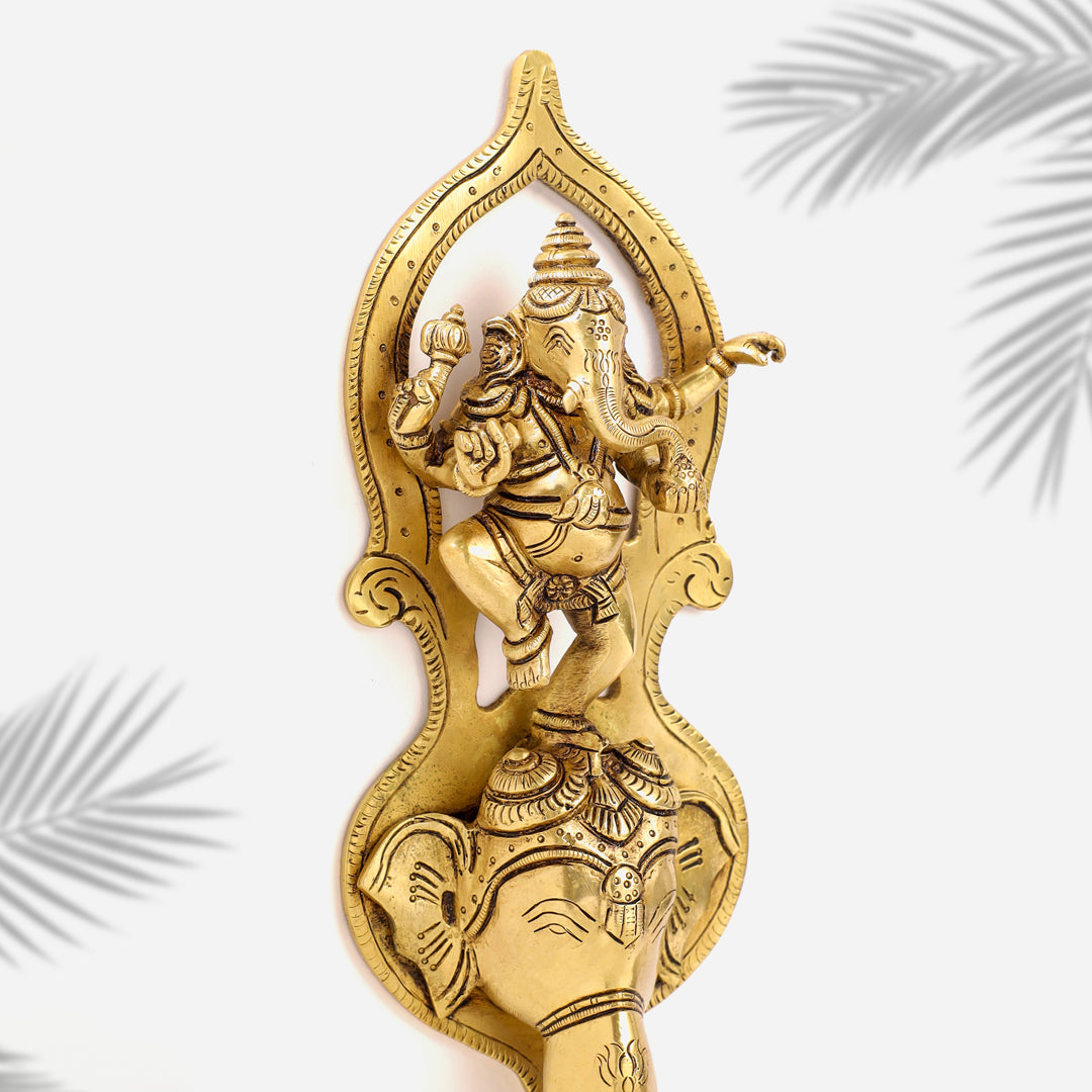 Brass Superfine Dancing Hanging Ganesha With Bell (15 Inch)