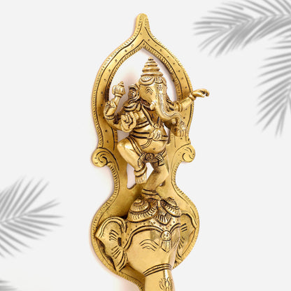 Brass Superfine Dancing Hanging Ganesha With Bell (15 Inch)