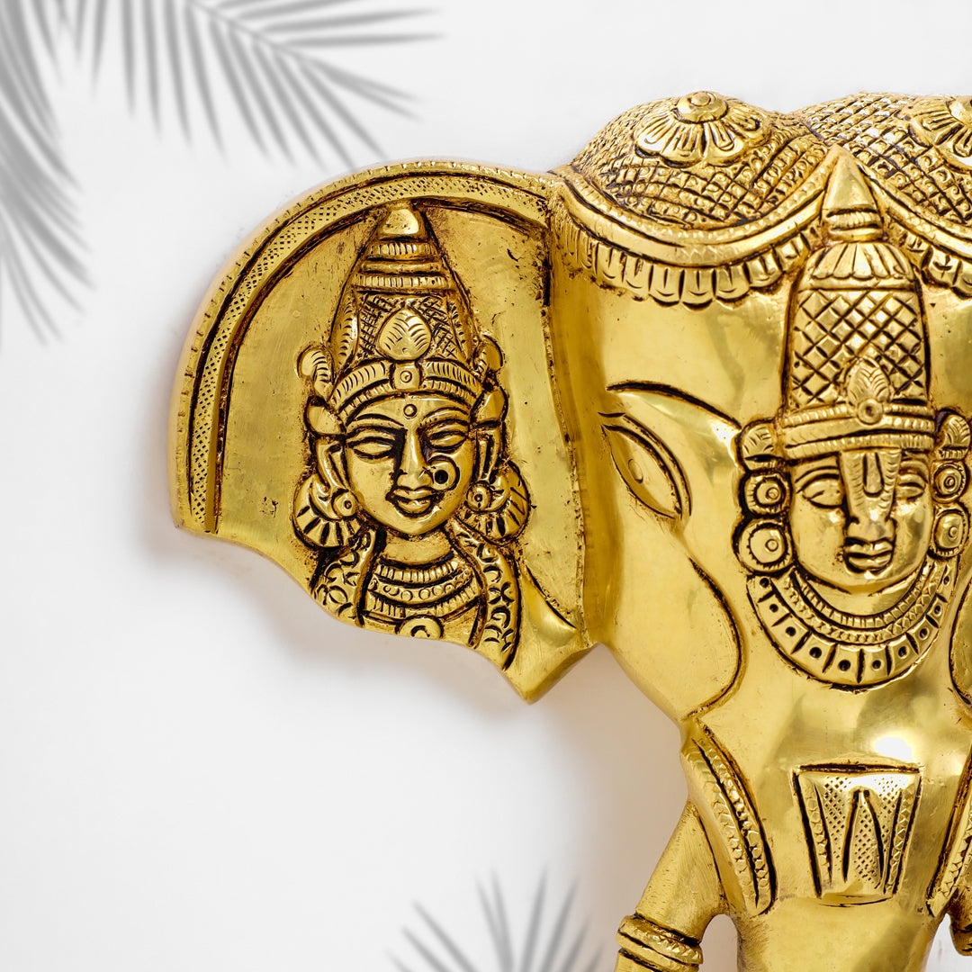 Brass Ganesha With Bell Wall Hanging (11 Inch)
