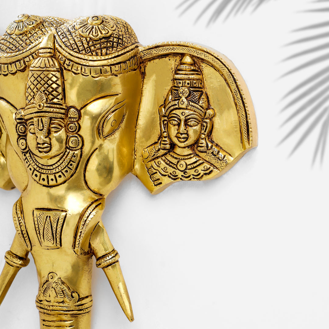 Brass Ganesha With Bell Wall Hanging (11 Inch)