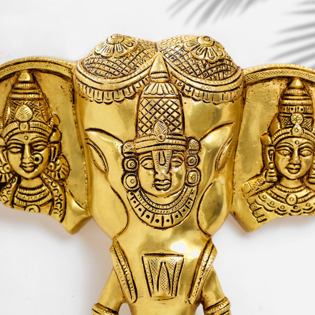 Brass Ganesha With Bell Wall Hanging (11 Inch)