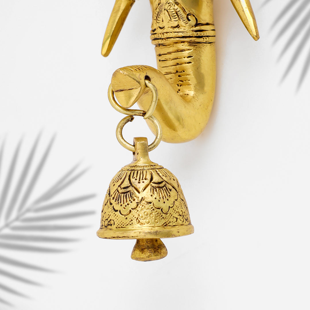 Brass Ganesha With Bell Wall Hanging (11 Inch)