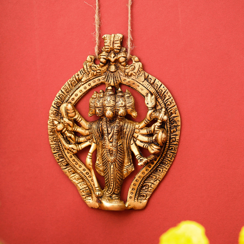 BRASS PANCHMUKHI HANUMAN WALL HANGING (5")