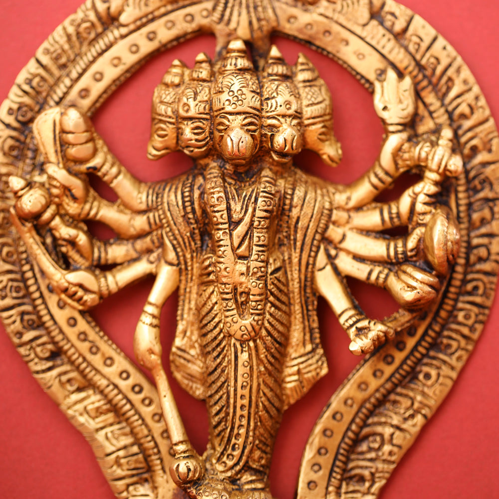 BRASS PANCHMUKHI HANUMAN WALL HANGING (5")