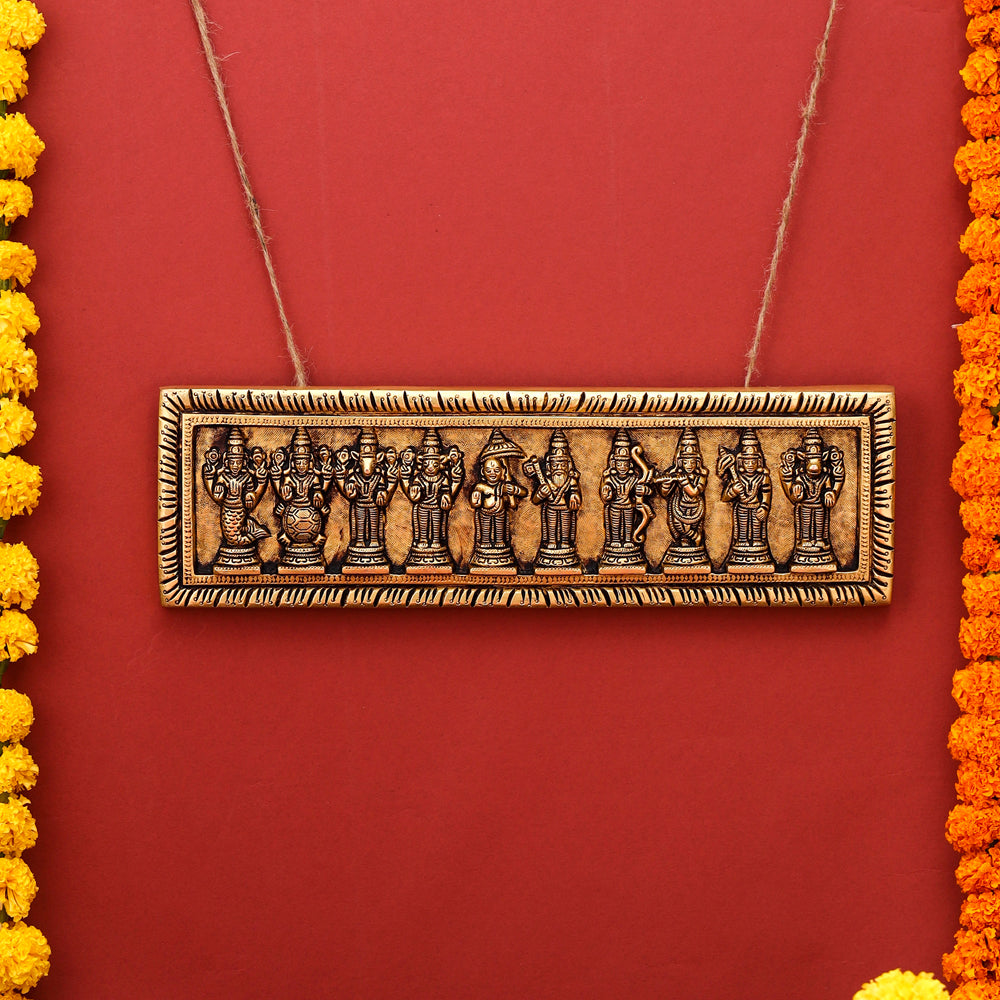 Brass Dashavatara / Vishnu Avatar Wall Hanging (4 Inch)