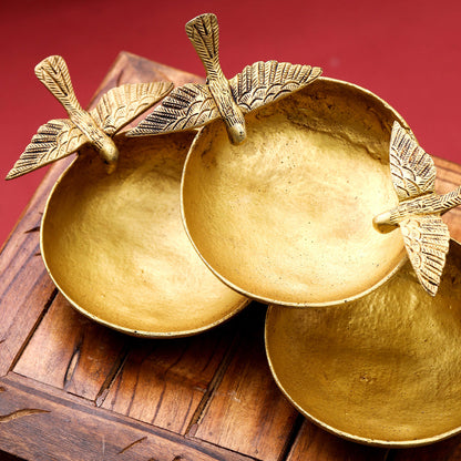 Brass Decorative Urli With Butterfly (6 Inch)