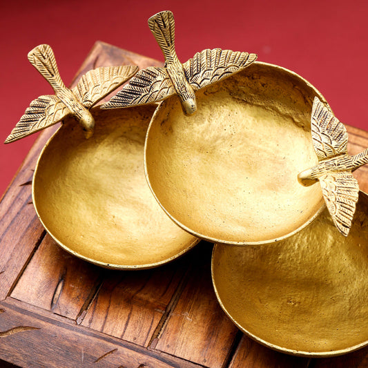 Brass Decorative Urli With Butterfly (6 Inch)