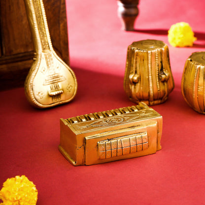 Brass Tabla, Dugi, Sitar And Harmonium Decor Set