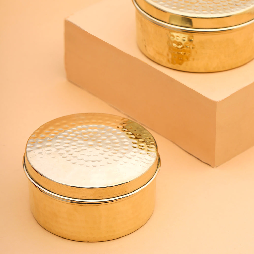 Brass Ladoo Box With Lid