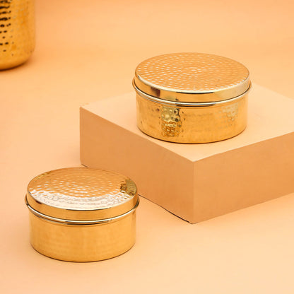 Brass Ladoo Box With Lid