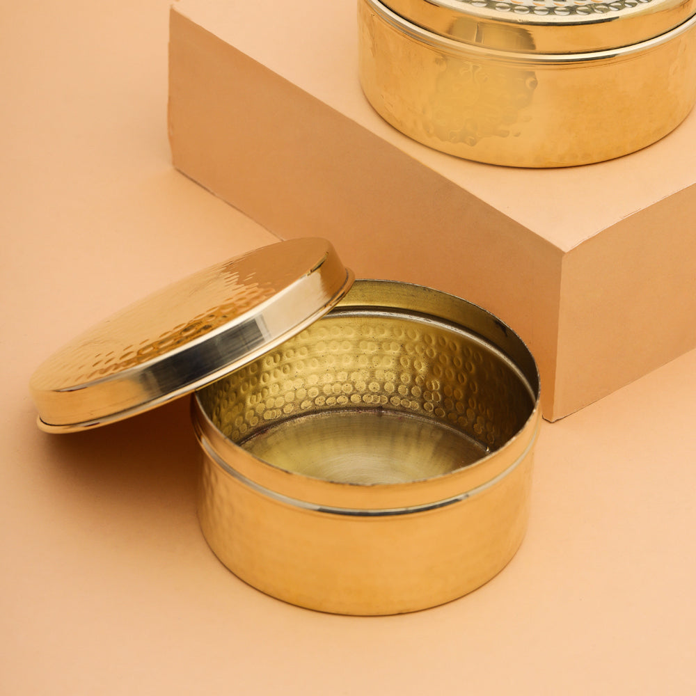 Brass Ladoo Box With Lid
