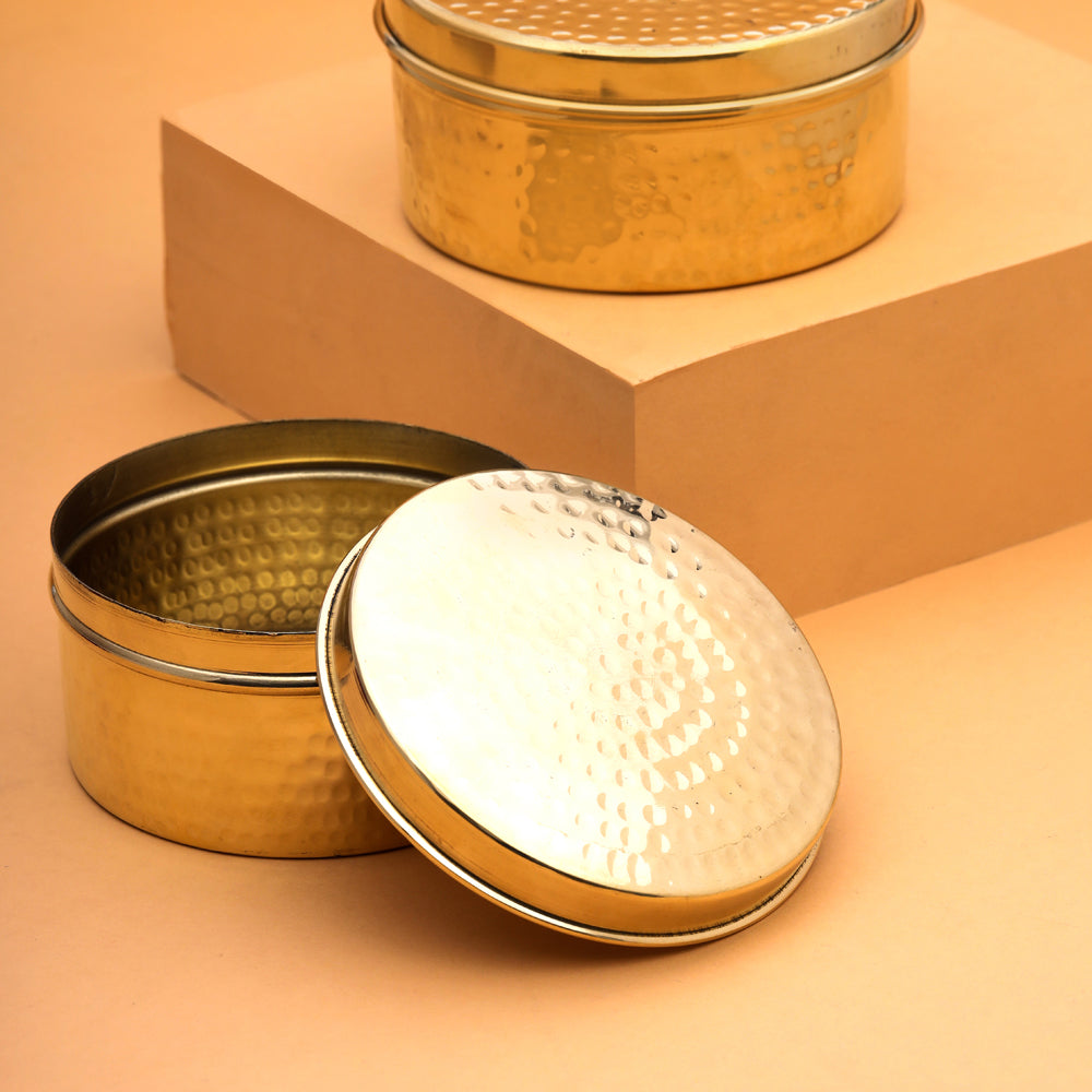Brass Ladoo Box With Lid