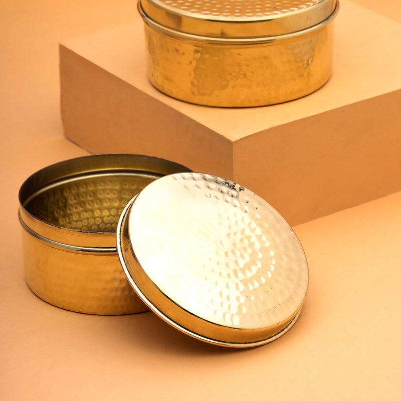 Brass Ladoo Box With Lid