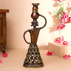 Brass Dhokra Tribal Lady Showpiece (15.5 Inch)