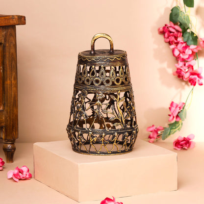 Brass Dhokra Hanging Lamp (9 Inch)
