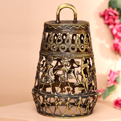 Brass Dhokra Hanging Lamp (9 Inch)