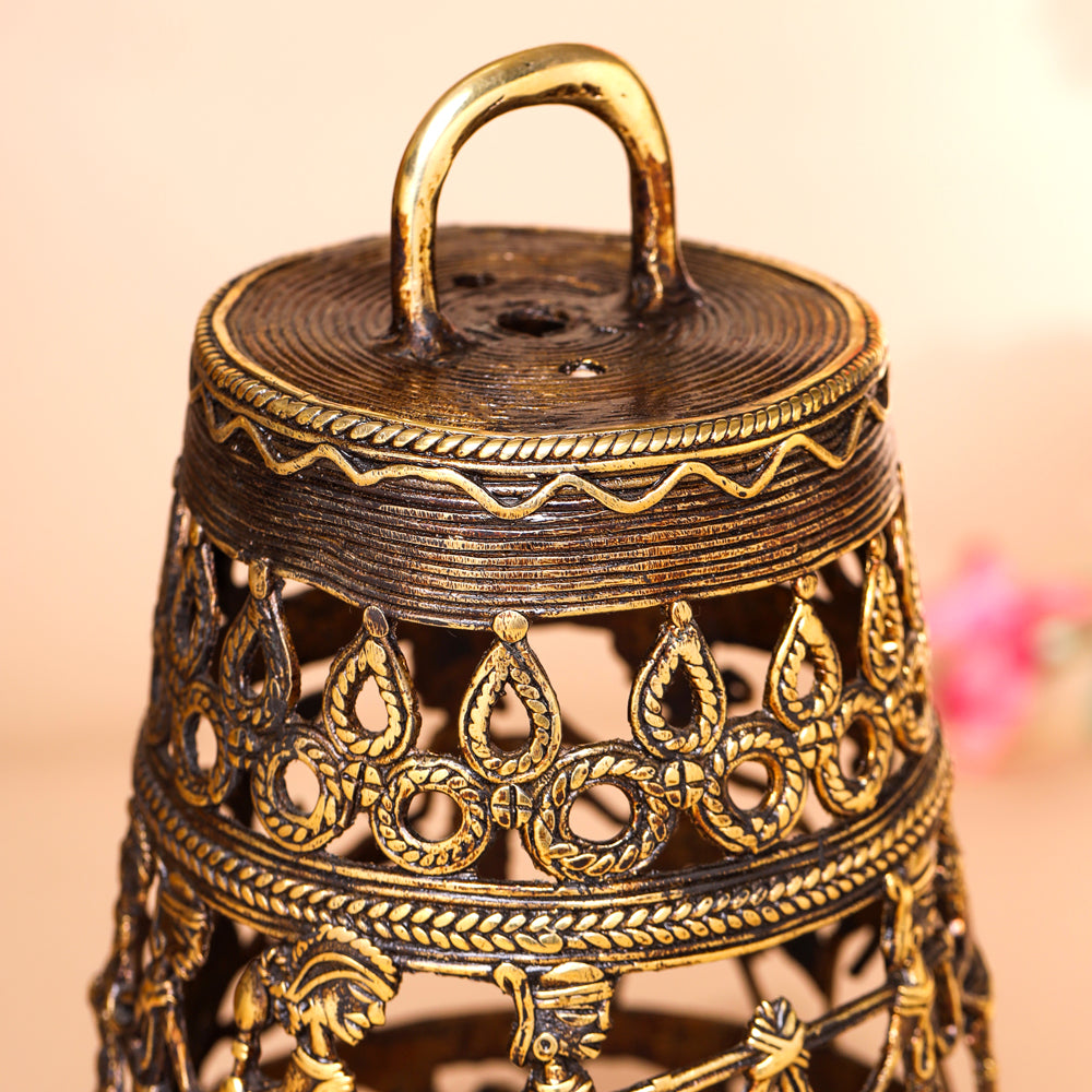 Brass Dhokra Hanging Lamp (9 Inch)