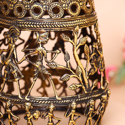 Brass Dhokra Hanging Lamp (9 Inch)