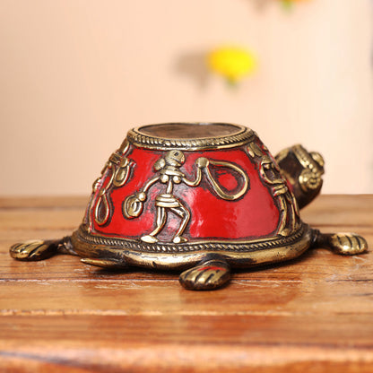 Brass Dhokra Tortoise Candle Holder (3 Inch)