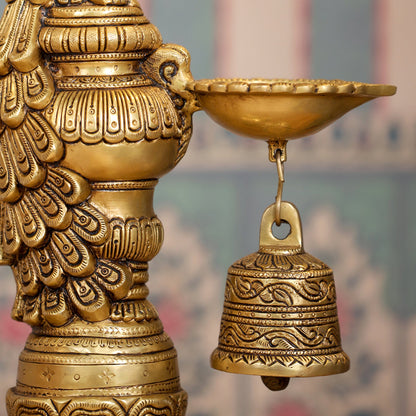 Brass Superfine Majestic Peacock Lamp (19 Inch)