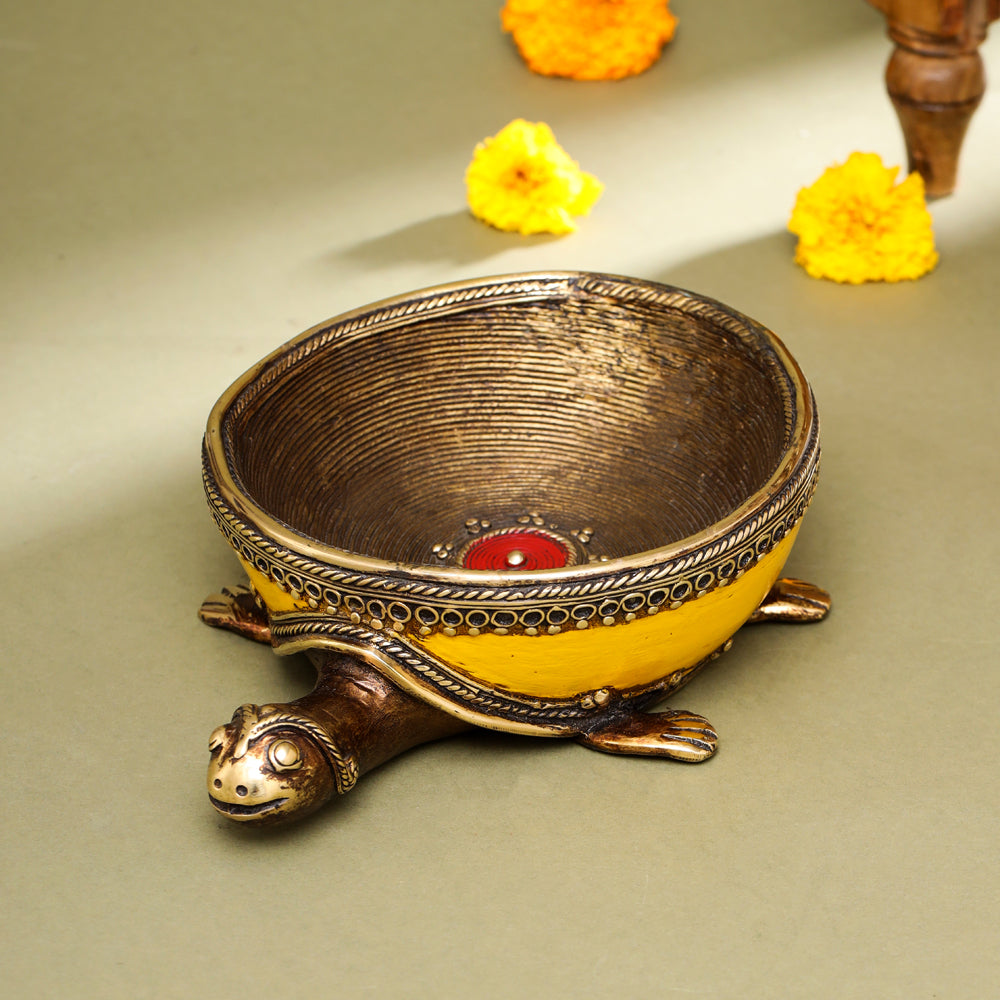 Brass Dhokra Tortoise Bowl