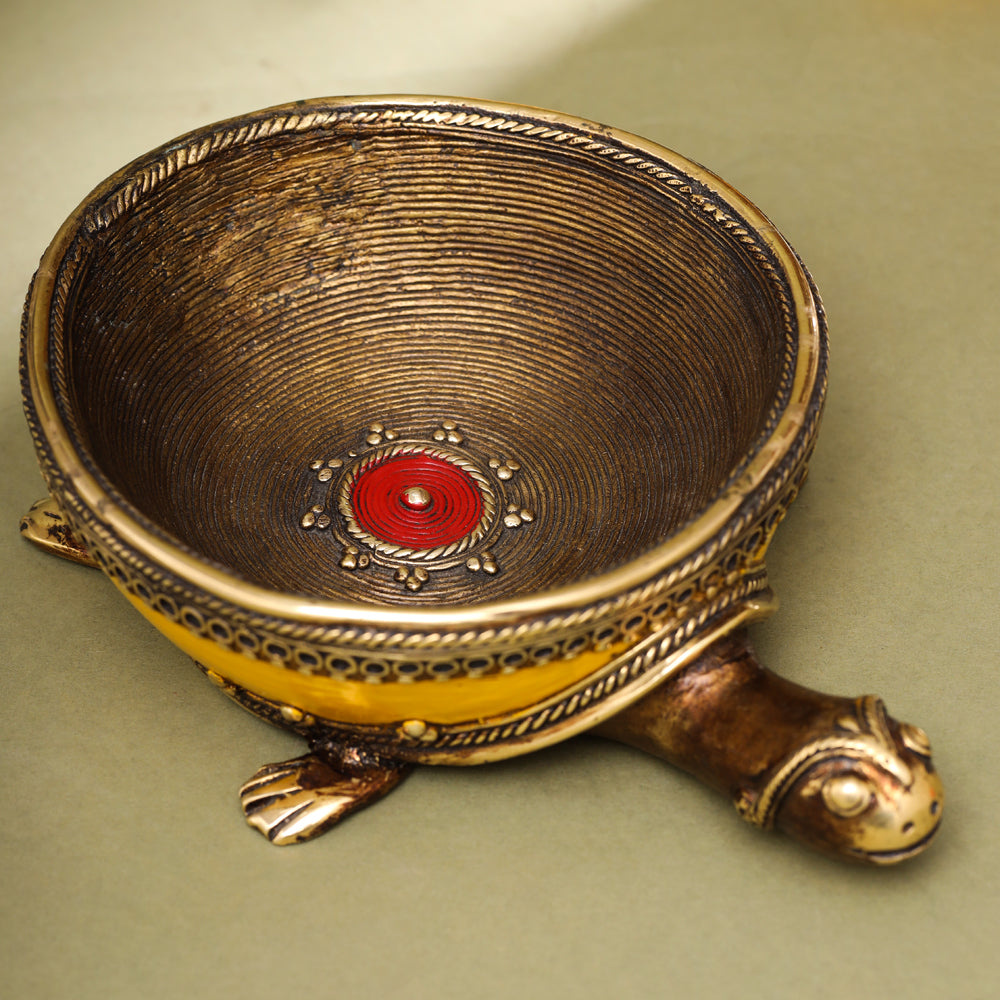 Brass Dhokra Tortoise Bowl